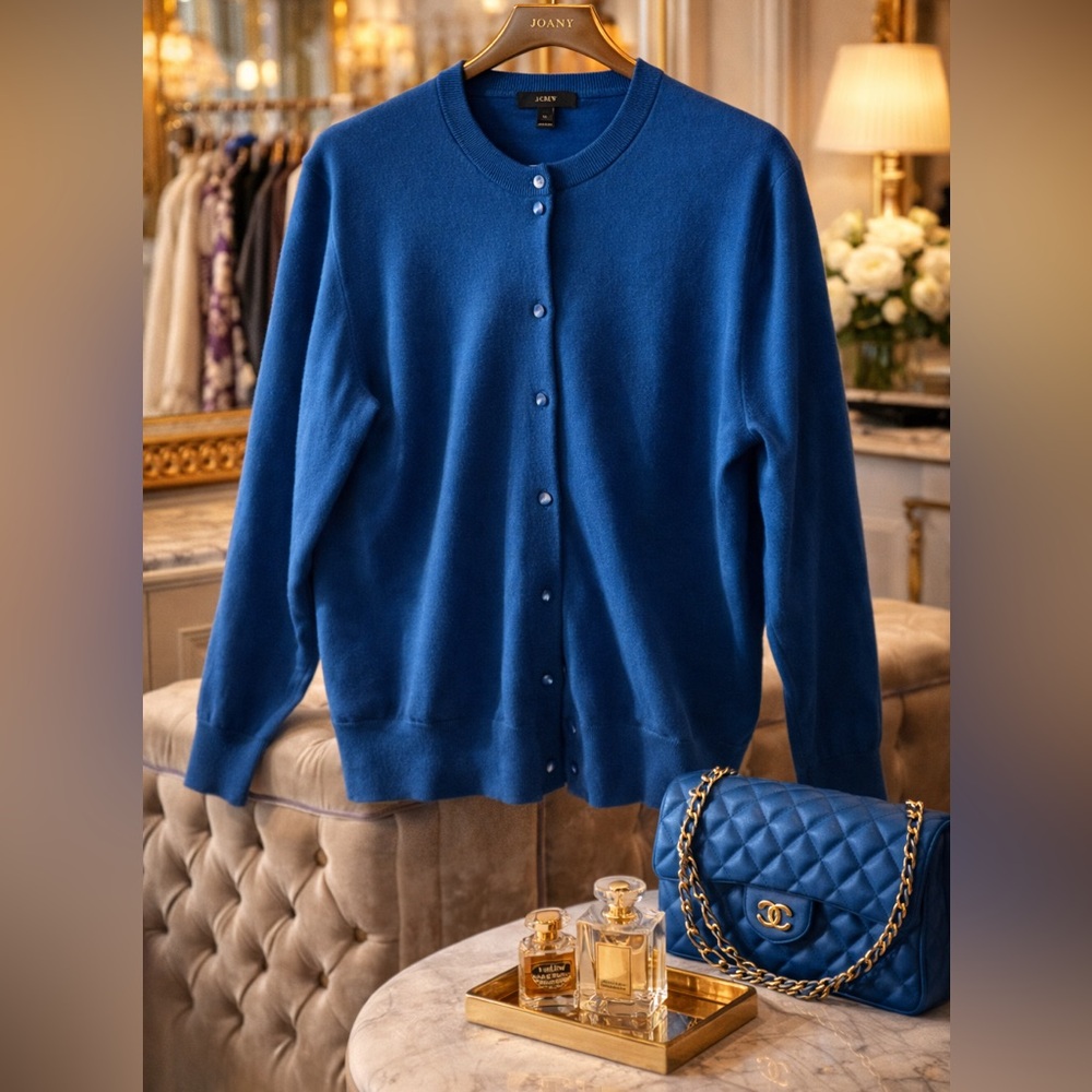 J.Crew Classic Blue Button-Front Cardigan — Timeless Elegance XL
